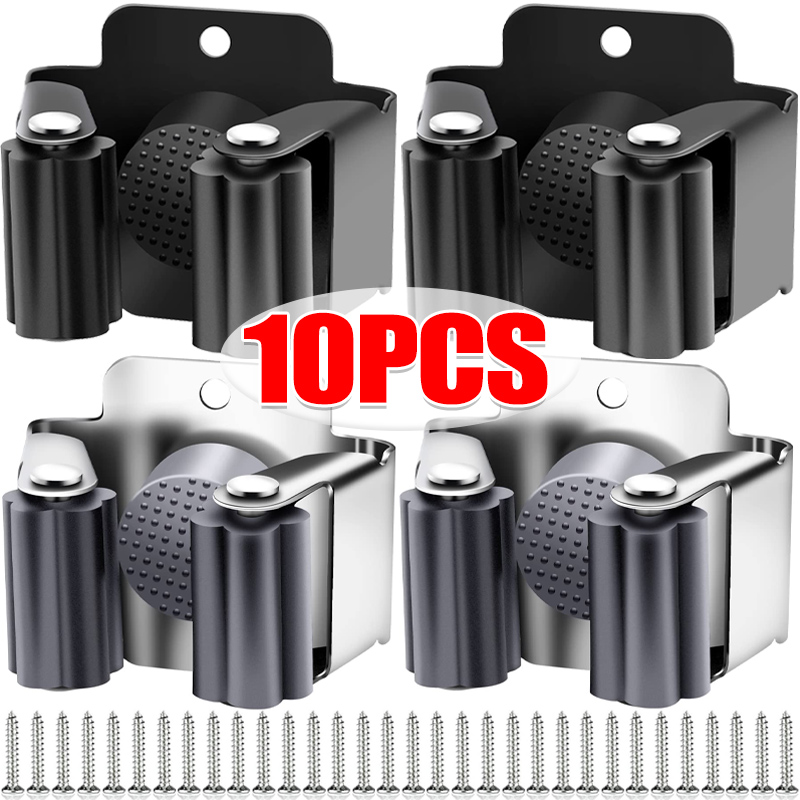 Kitchen Appliances Rack - 1-10Pcs Mop Broom Holder Wall Mounted